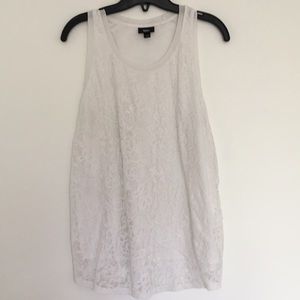 Mossimo Women’s White Tank Top with Lace Front